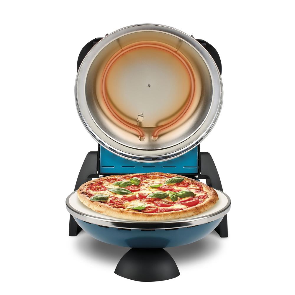 G3Ferrari elektrischer Pizzaofen Delizia Pizzamaker 1200 W für Pizza Ø 31cm blau Pizzamaker mit feuerfestem Naturstein