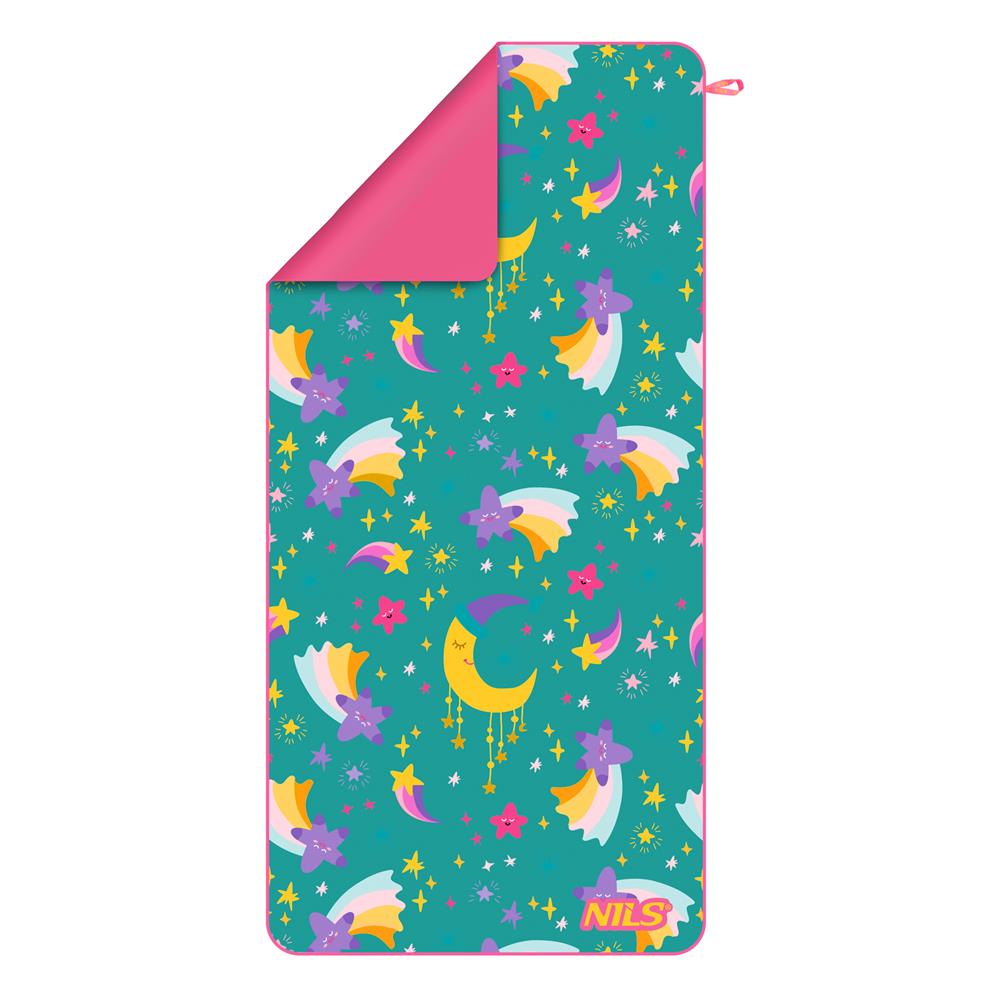 NILS Mikrofaser Kinderhandtuch 160x80 cm Stars - leichtes Handtuch für Camping, Strand & Schule