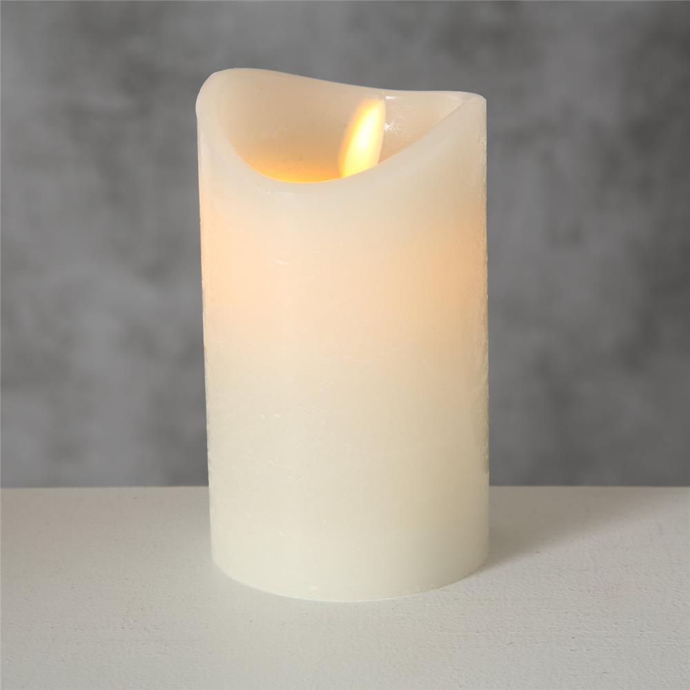 BOLTZE LED-Kerze Bino 12cm in Cremeweiß aus Wachs batteriebetrieben