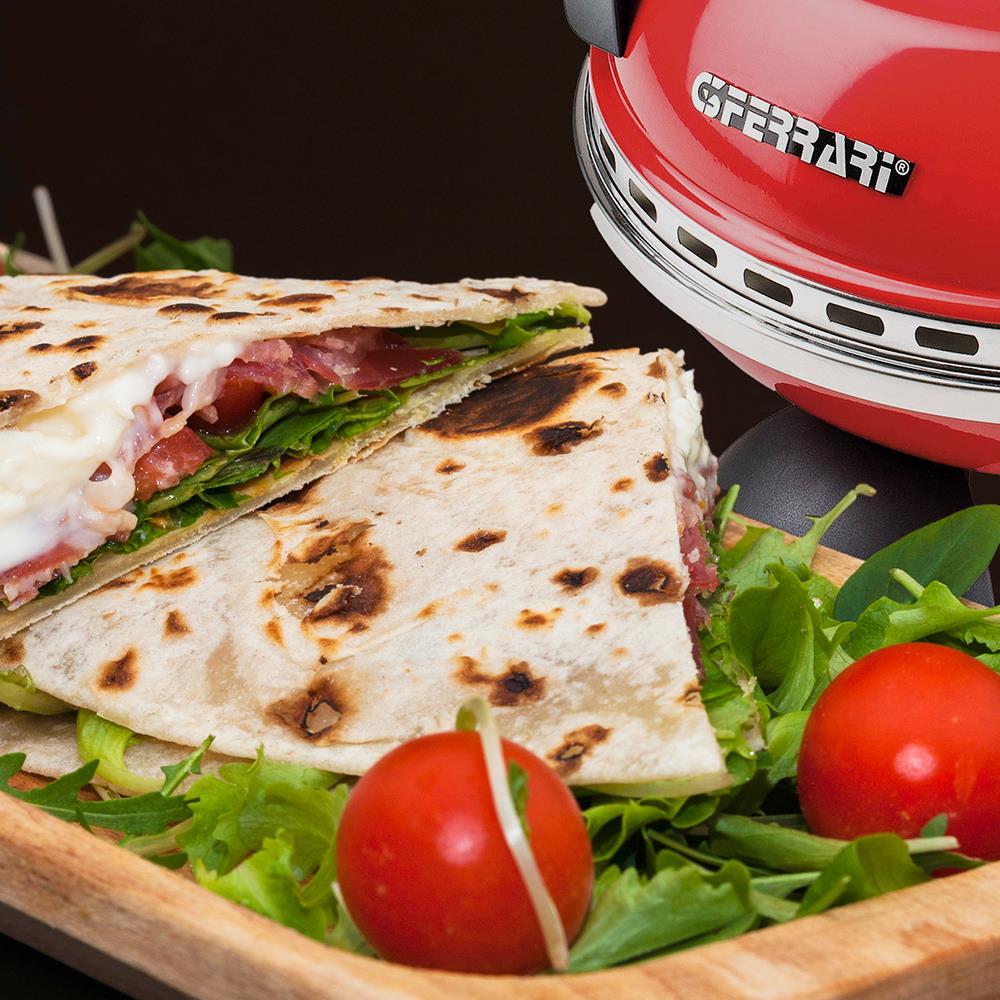 G3Ferrari elektrischer Pizzaofen Delizia 1200 W für Pizza Ø 31cm rot Pizzamaker mit feuerfestem Naturstein