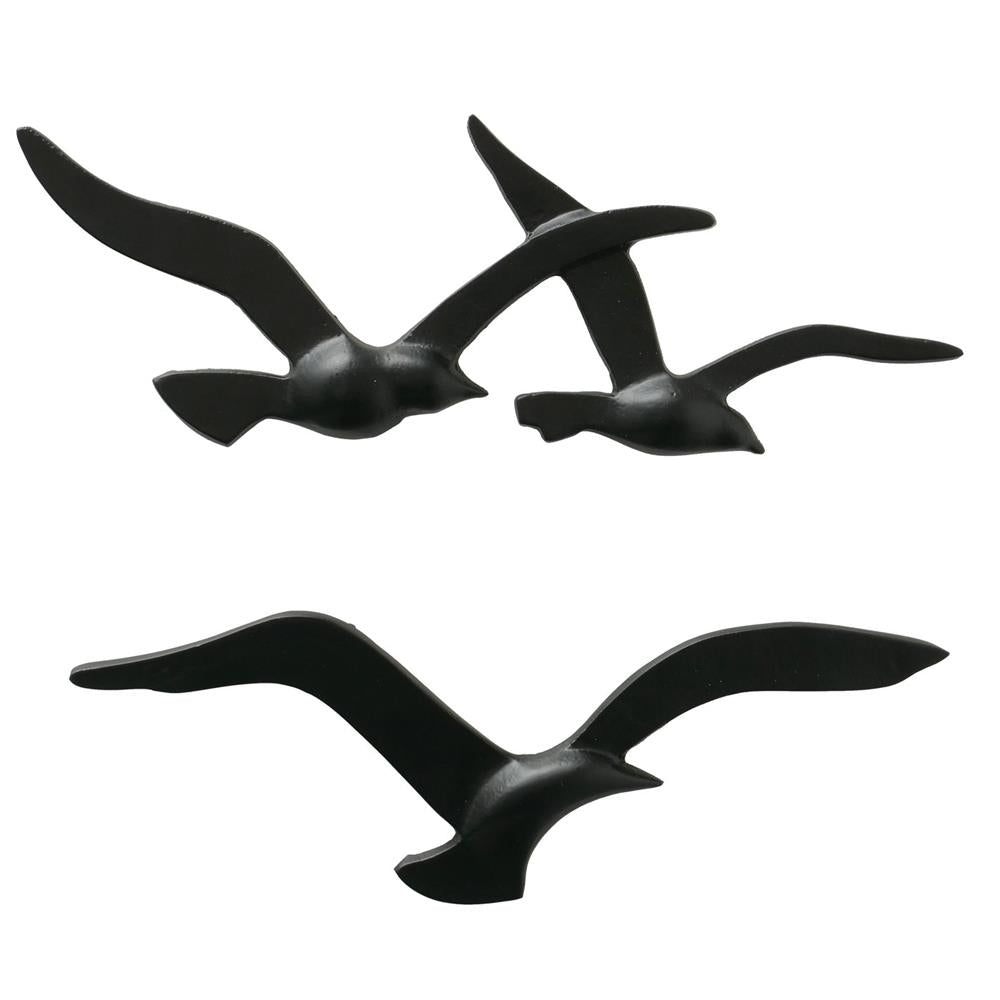 BOLTZE Wandobjekt Möwe Birdy 2er Set Schwarz Wanddeko Vögel Metall Maritimes Skandinavisches Design