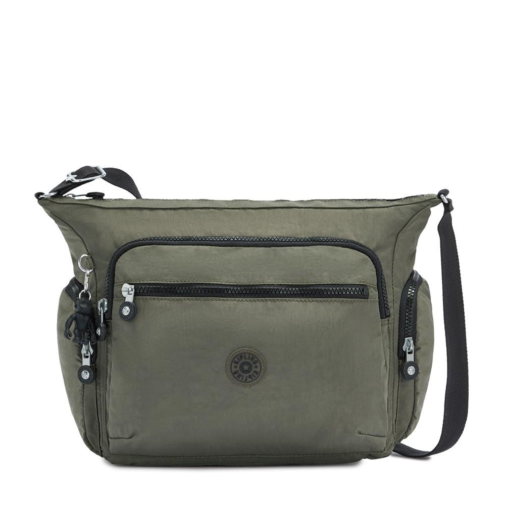 Kipling GABBIE Mittelgroße crossbody Tasche mit verstellbarem Schulterriemen Green Moss