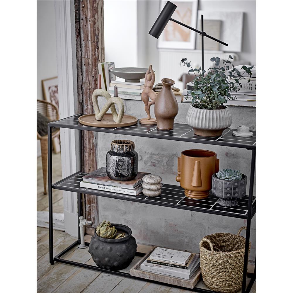 Bloomingville Assie Blumentopf in Grau aus Steingut, mit modernem Muster, dänisches Design