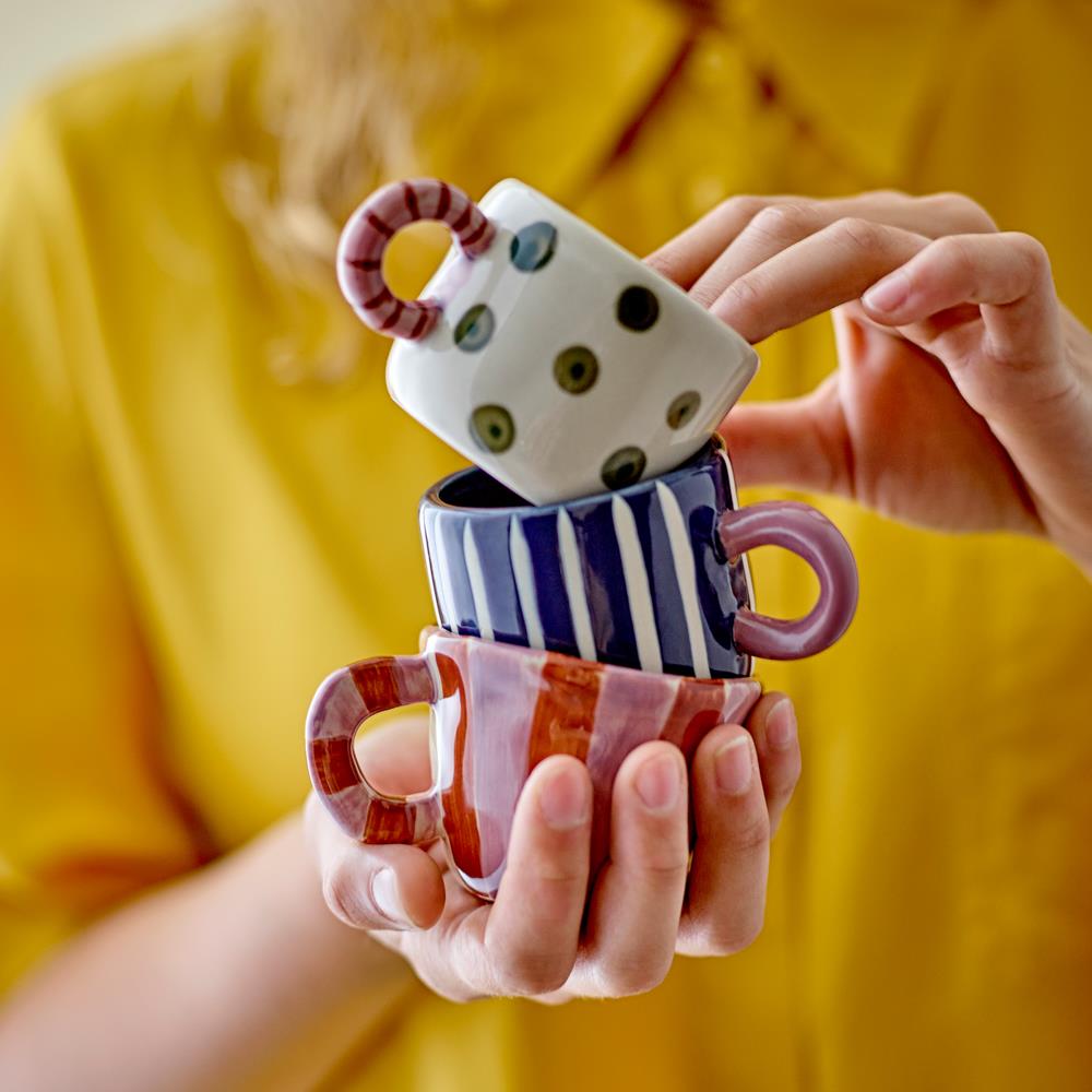 Bloomingville Nini Tasse Bunt Steingut D7,5xH5,5 cm – handbemalte Tasse