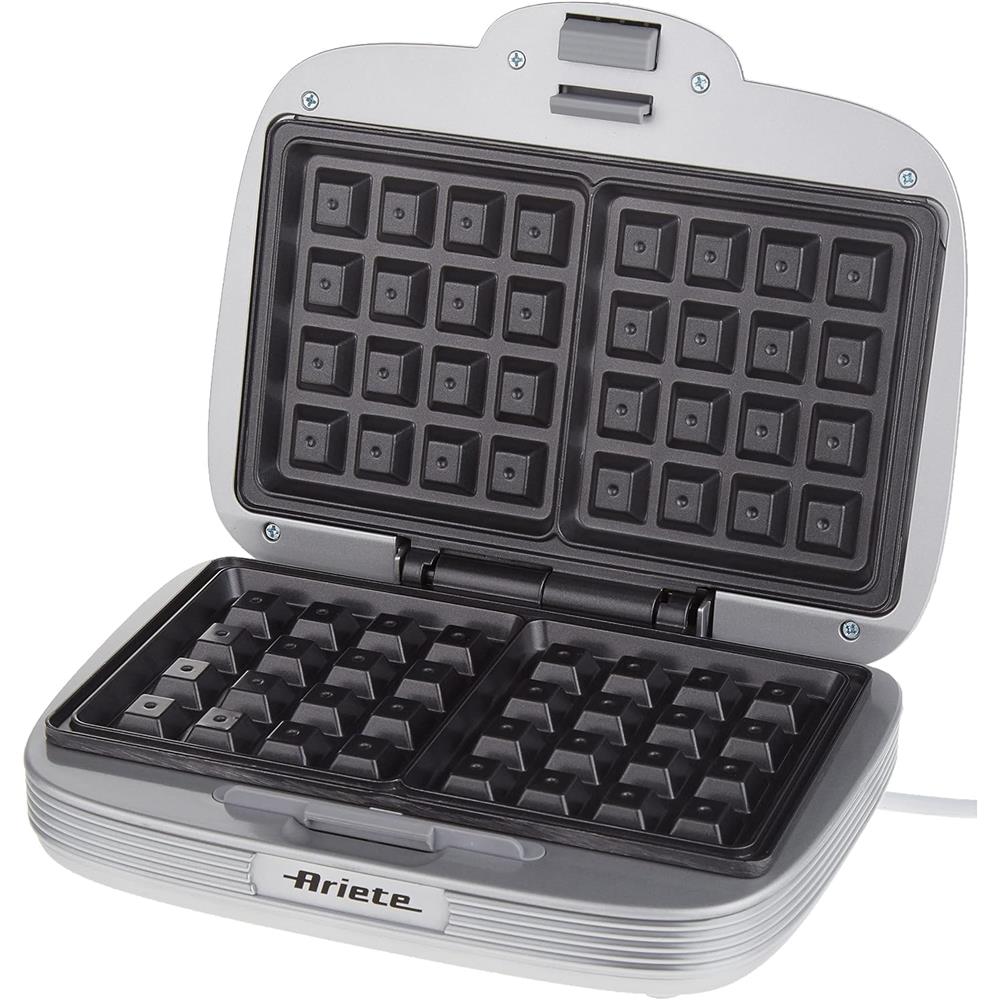 Ariete Party Time Waffeleisen, Blau, Waffel Maker mit Antihaftplatten, Retro-Design, 50er Jahre-Stil