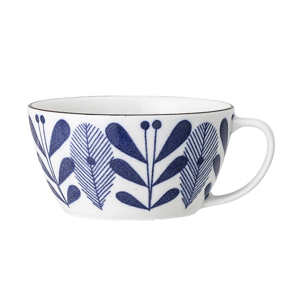 Bloomingville Camellia Tasse weiß/blau 300ml Porzellan Kaffeetasse Teetasse dänisches Design