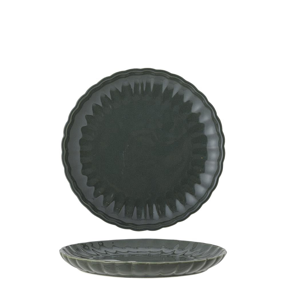 Bloomingville Latina Teller, Dunkelgrün, 20 cm, Steingut, dänisches Design