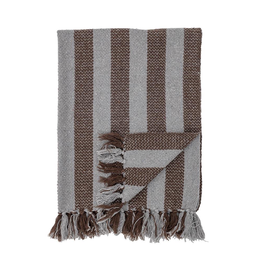 Bloomingville MINI Nann Decke, Braun, recycelte Baumwolle L100 x B80 cm