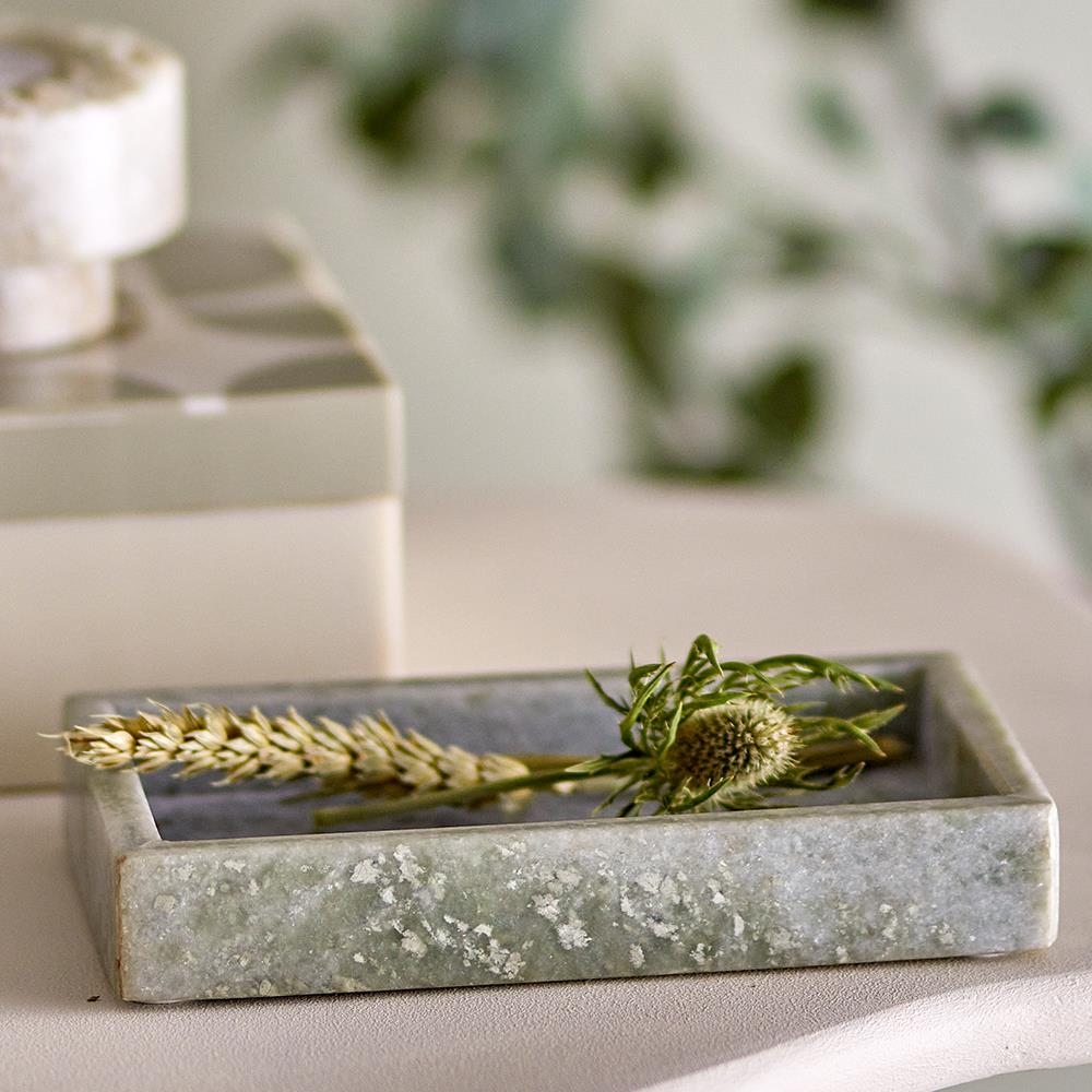 Bloomingville Majsa Tablett – grünes Marmor-Tablett, 17,5x10 cm, dekorativ & kompakt