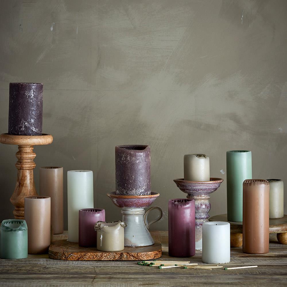 Bloomingville Anja Stumpenkerze Dunkelgrau 10 cm – Unparfümierte Dekokerze aus Paraffin