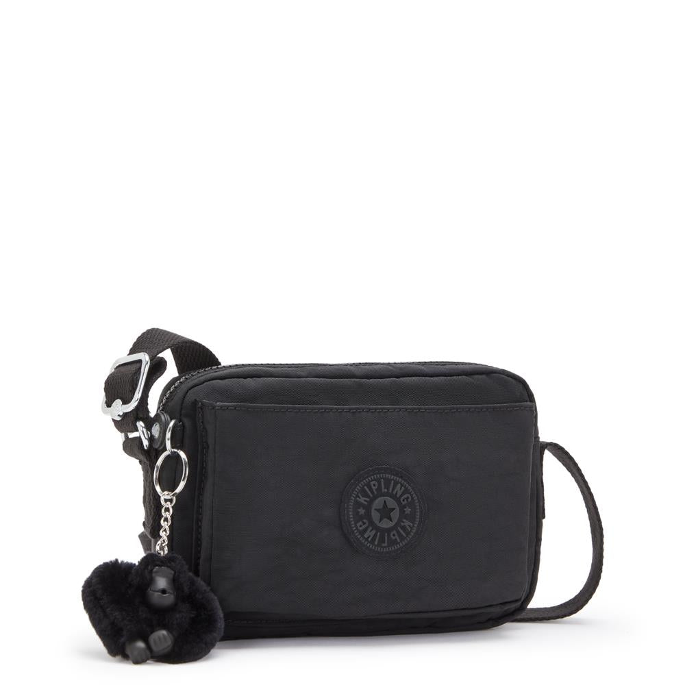Kipling ABANU S, Kleine Umhängetasche, Black Noir (schwarz), Schultertasche mit verstellbarem Schultergurt
