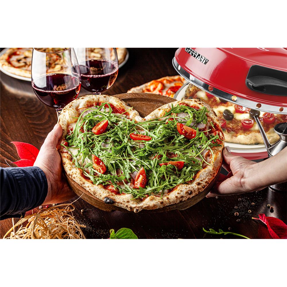 G3Ferrari elektrischer Pizzaofen Napoletana rot inkl. 2-ten Stein zum Überbacken im Deckel bis 400 °C