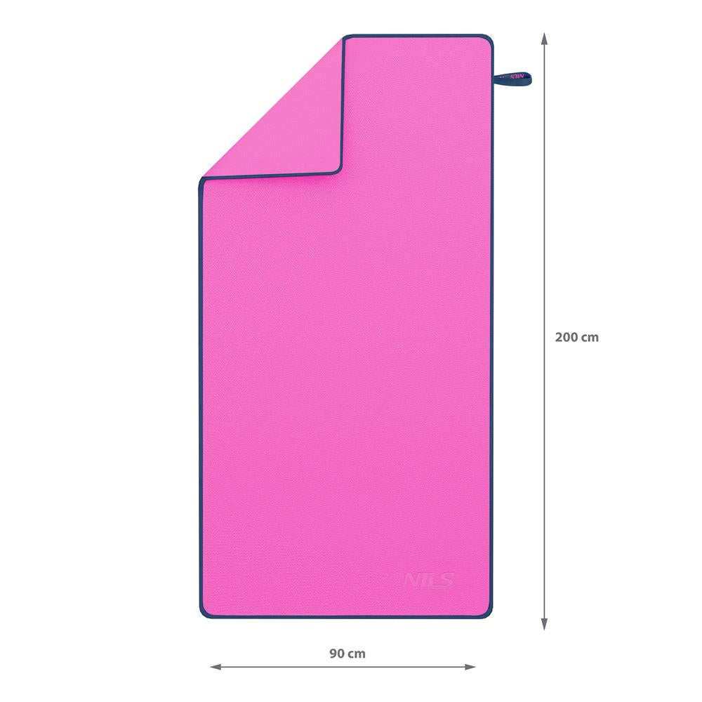 NILS Mikrofaserhandtuch 200x90 cm in Rosa - schnelltrocknendes Handtuch für Camping, Strand & Sport