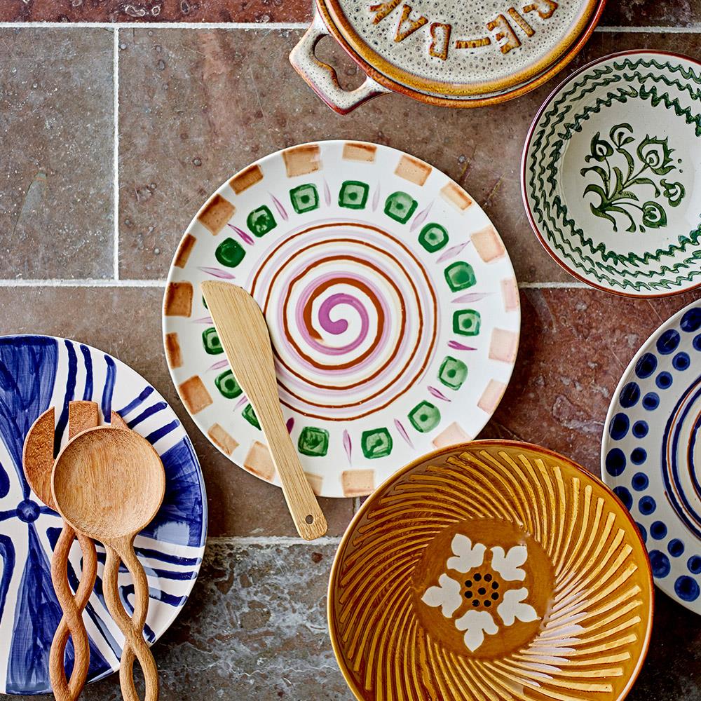 Bloomingville Heikki Schale – braune Steingutschale mit geprägtem Muster, Ø 19 cm