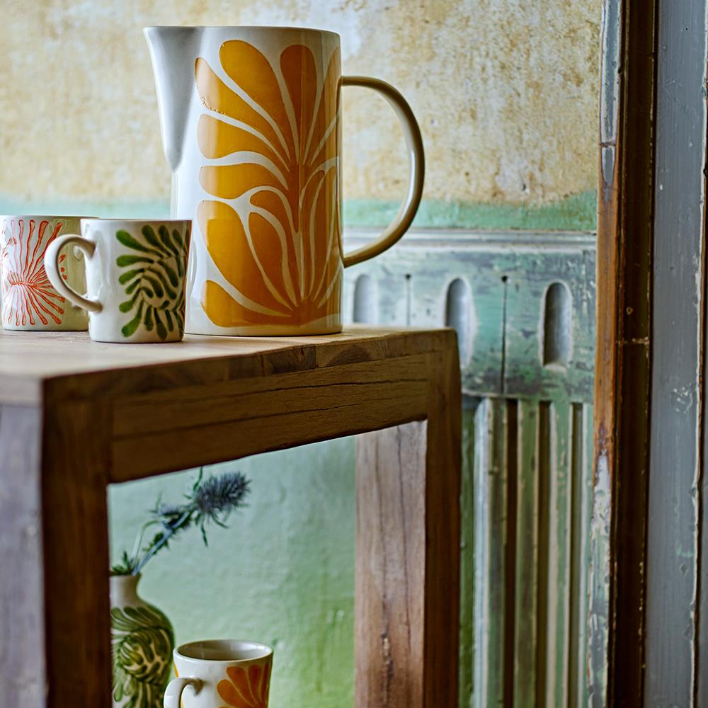 Bloomingville Fauni Tassen 3er-Set, Bunt – handbemalte Becher aus Steingut