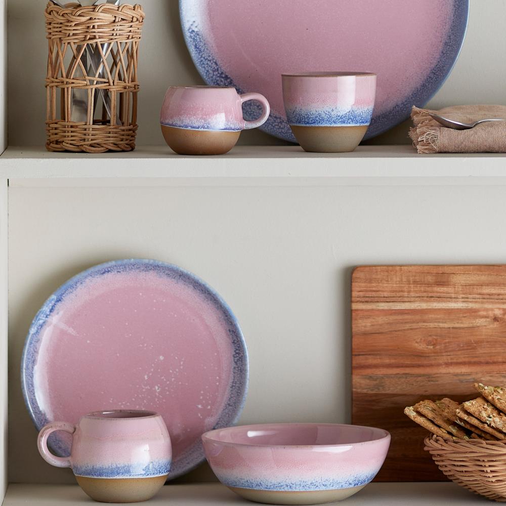 Bloomingville Paula Tasse aus Steingut in Rose 275 ml – Tasse für Küche und Tischdeko