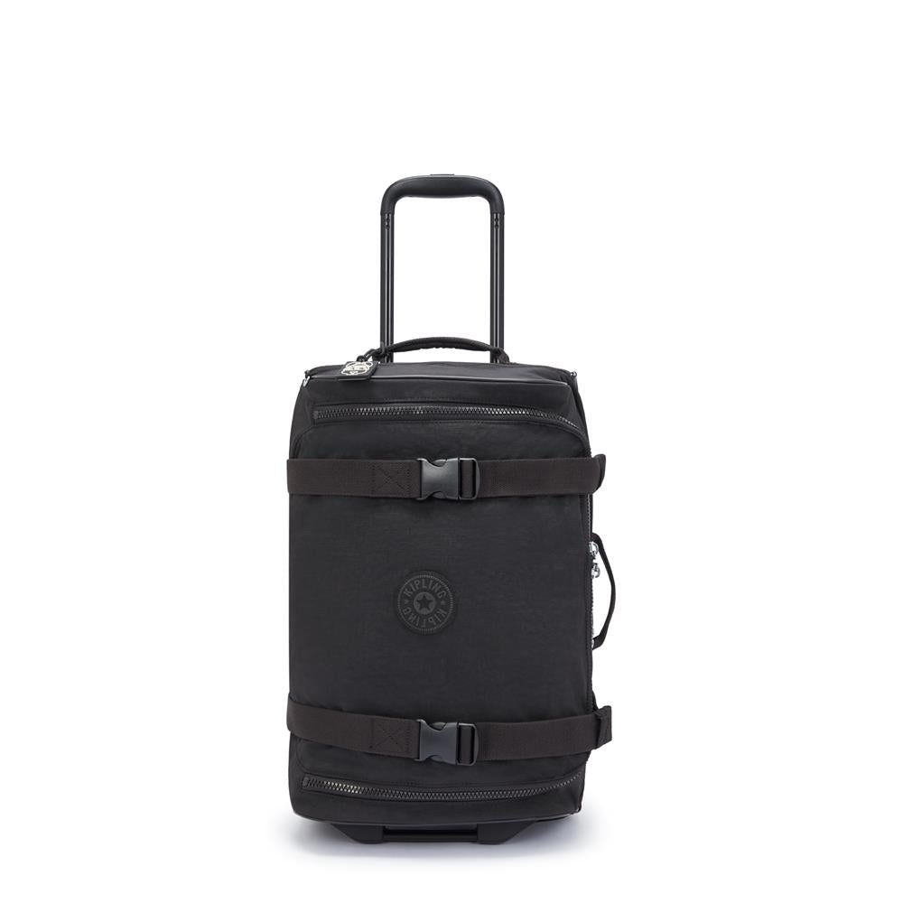 Kipling AVIANA S Kleiner Handgepäckkoffer mit Rollen und verstellbaren Gurten, Black Noir (schwarz)