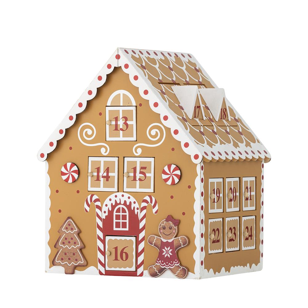 Bloomingville Ginnie Adventskalender Braun MDF Weihnachtsdeko Hausform