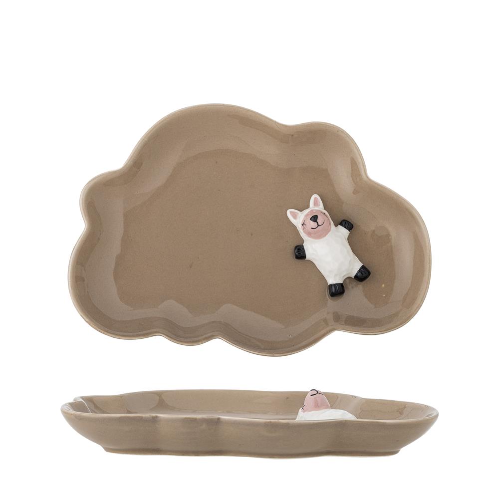 Bloomingville MINI Dolly Teller mit Schaffigur verziert, Steingut, Kinderteller, dänisches Design