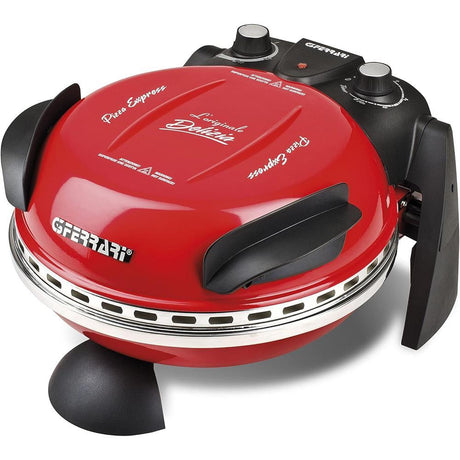 G3Ferrari elektrischer Pizzaofen Delizia Pizzamaker 1200 W für Pizza Ø 31cm rot Pizzamaker mit feuerfestem Naturstein