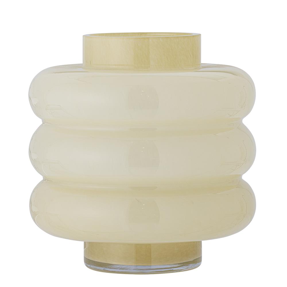 Bloomingville Sahara Vase Gelb Glas D21,5xH22 cm – mundgeblasene Glasvase