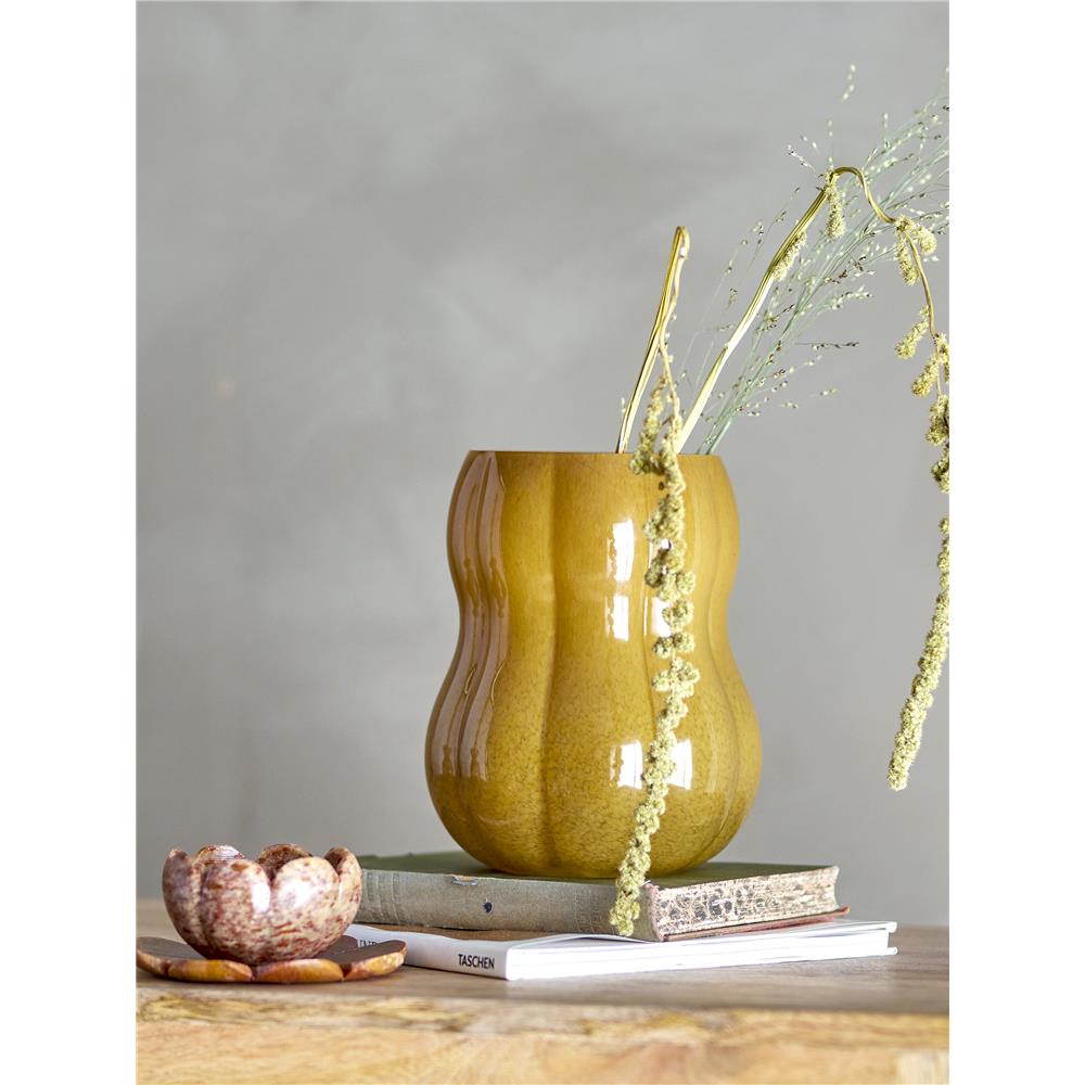 Bloomingville Pumpkin Vase in Braun, 20cm, aus Glas mundgeblasen