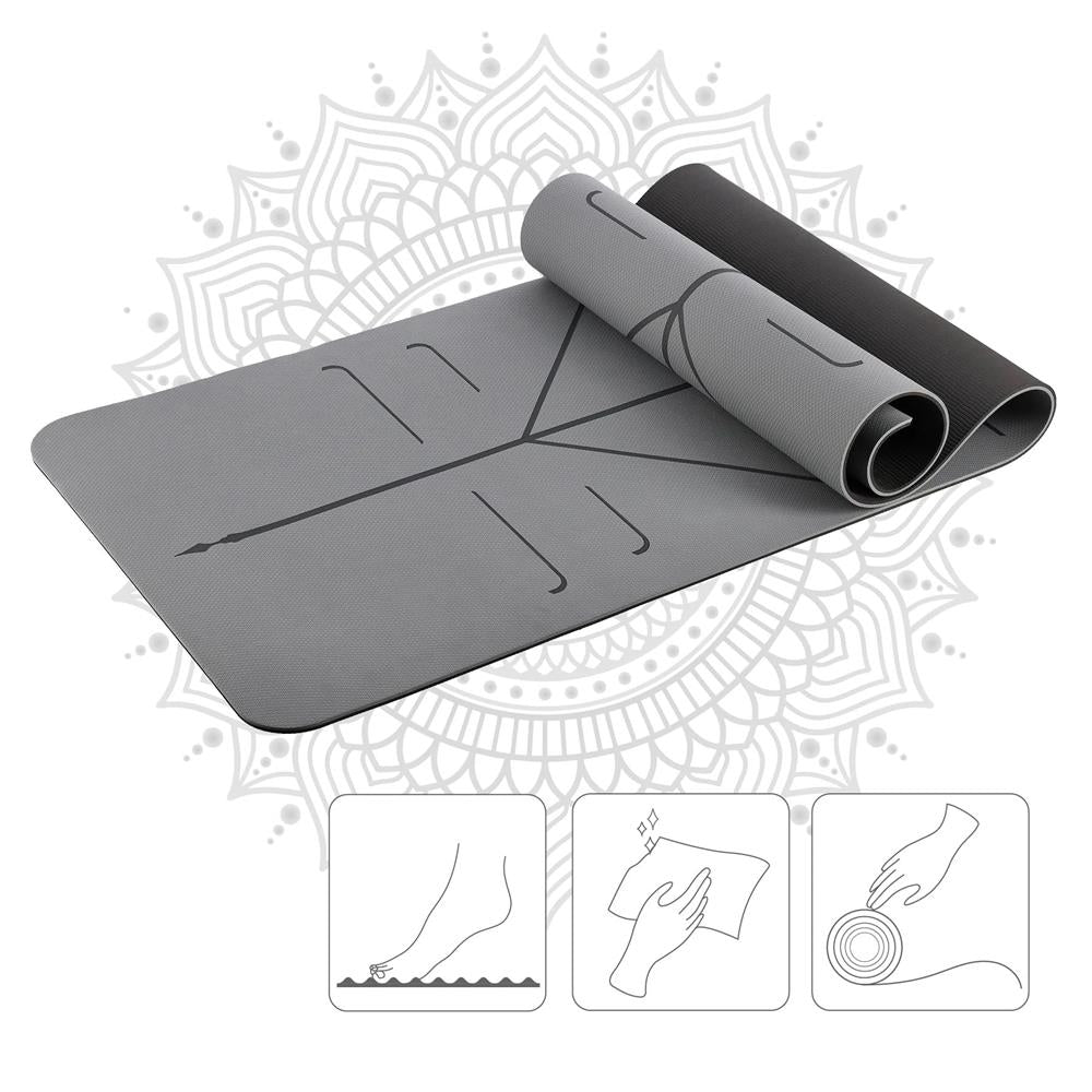 Yogamatte 183 x 61 x 0,8 cm Fitnessmatte Grau Gymnastikmatte rutschfest | HMS YM10