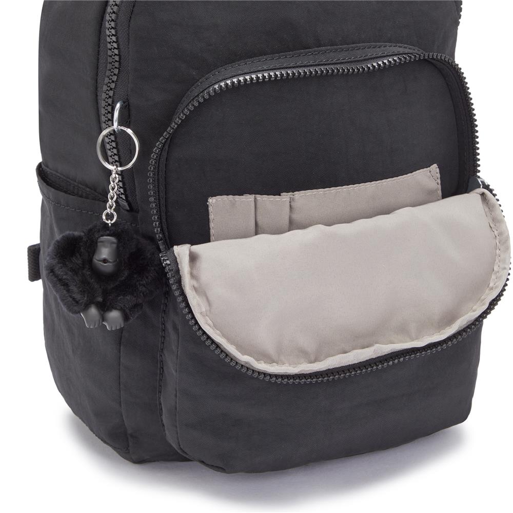 Kipling SEOUL S, Kleiner Schulrucksack mit 11-Zoll-Tabletfach, 14L, Black Noir (schwarz)