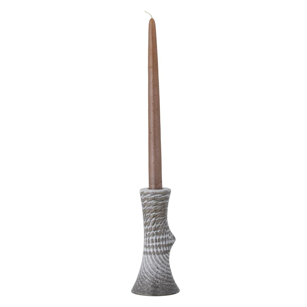 Bloomingville Raheem Kerzenhalter in Grau, 17cm, aus Steingut