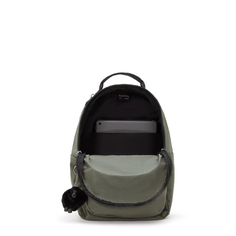 Kipling SEOUL S, Kleiner Schulrucksack mit 11-Zoll-Tabletfach, 14L, Green Moss (grün)