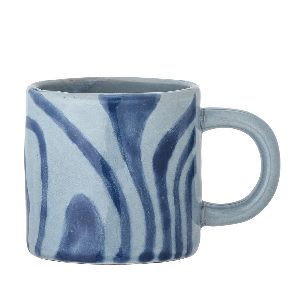 Bloomingville Ninka Tasse, aus Steingut, in Blau, 250 ml, moderner Retro-Look