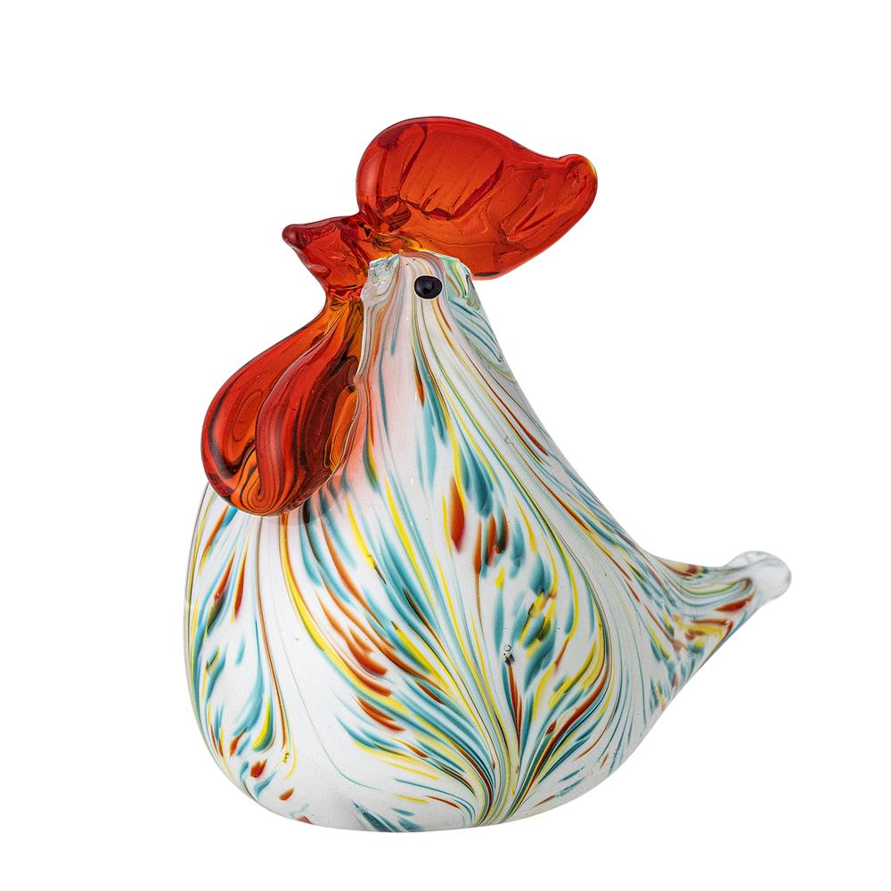 Bloomingville Livie Glasfigur, Rot, Bunt – mundgeblasene Dekofigur in Form eines Huhn
