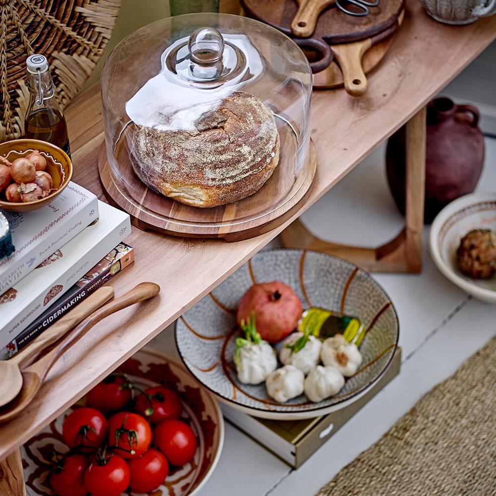 Bloomingville Heikki Schale – große Steingutschale, handbemalt in Braun & Blau, Ø 32 cm