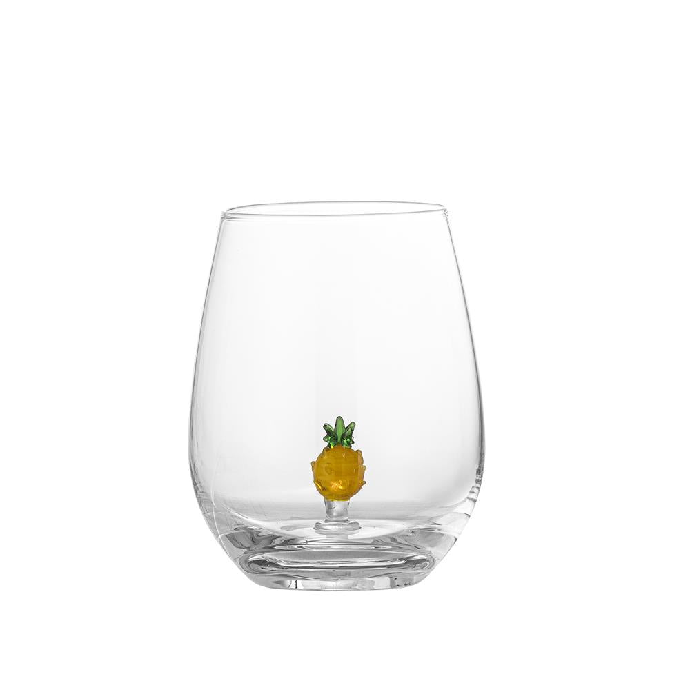 Bloomingville Misa Trinkglas, 560 ml, aus Glas mit Ananasfigur im Inneren