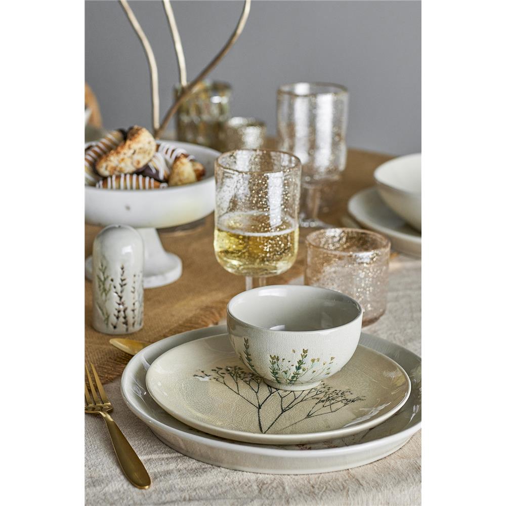 Bloomingville Bea Schüssel, Natur, 300ml, Steingut, mit Blumenmotiv, dänisches Design