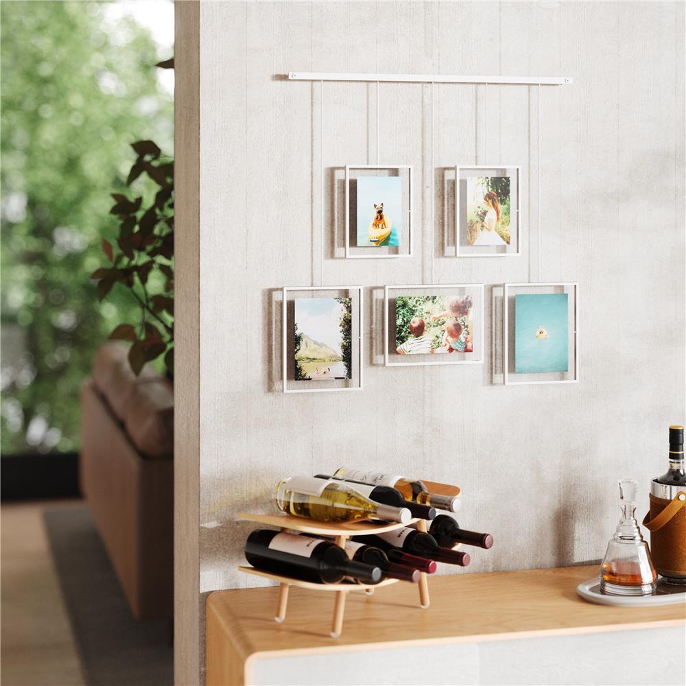 Umbra Exhibit Foto Collage Bilderrahmen, für 5 Fotos (2x 10x15cm und 3x 13x18cm), in Weiß