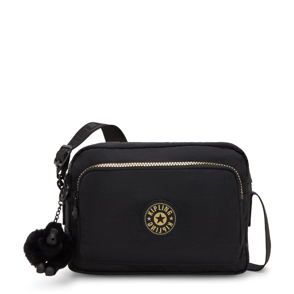 Kipling ABANU M ZIP, Mittelgroße Umhängetasche, Glorious Gold (schwarz), 4L, Schultertasche