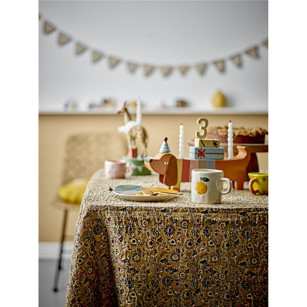 Bloomingville MINI Agnes Tasse, Weiß mit Orange, Steingut, große Kindertasse, dänisches Design