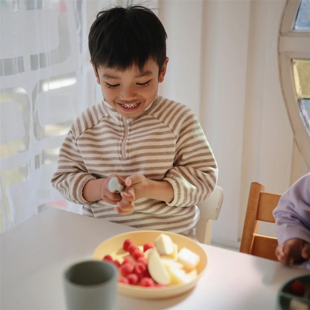 Mushie Kinderteller 2er Set, Pale Daffodil, rund, BPA-frei