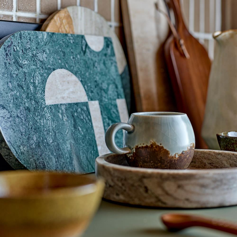 Bloomingville Ivette Tablett, rund, Marmor, 20 cm, dekorative elegante Schale