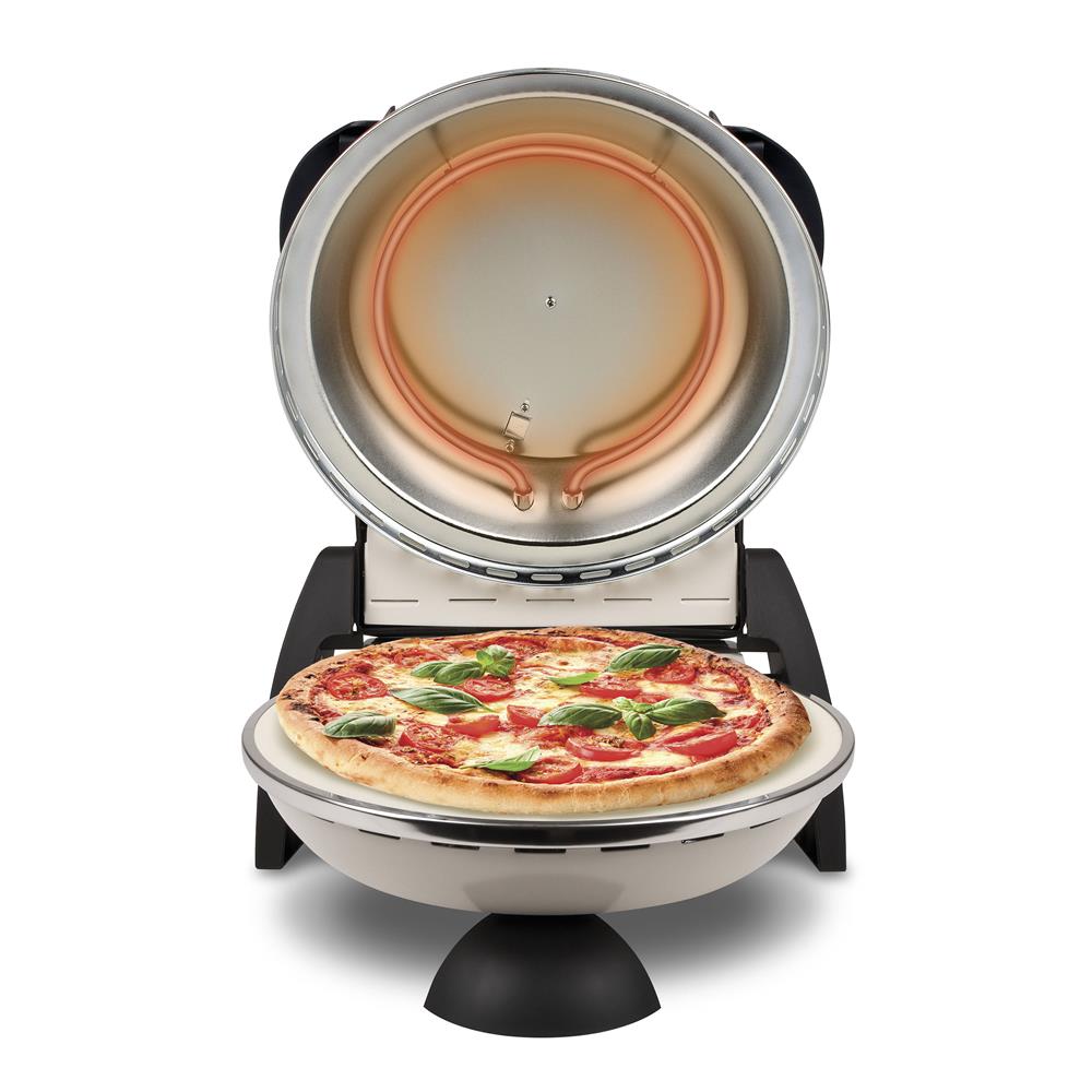 G3Ferrari elektrischer Pizzaofen Delizia Pizzamaker 1200 W für Pizza Ø 31cm icy cream Pizzamaker mit feuerfestem Naturstein beige Limitierte Edition