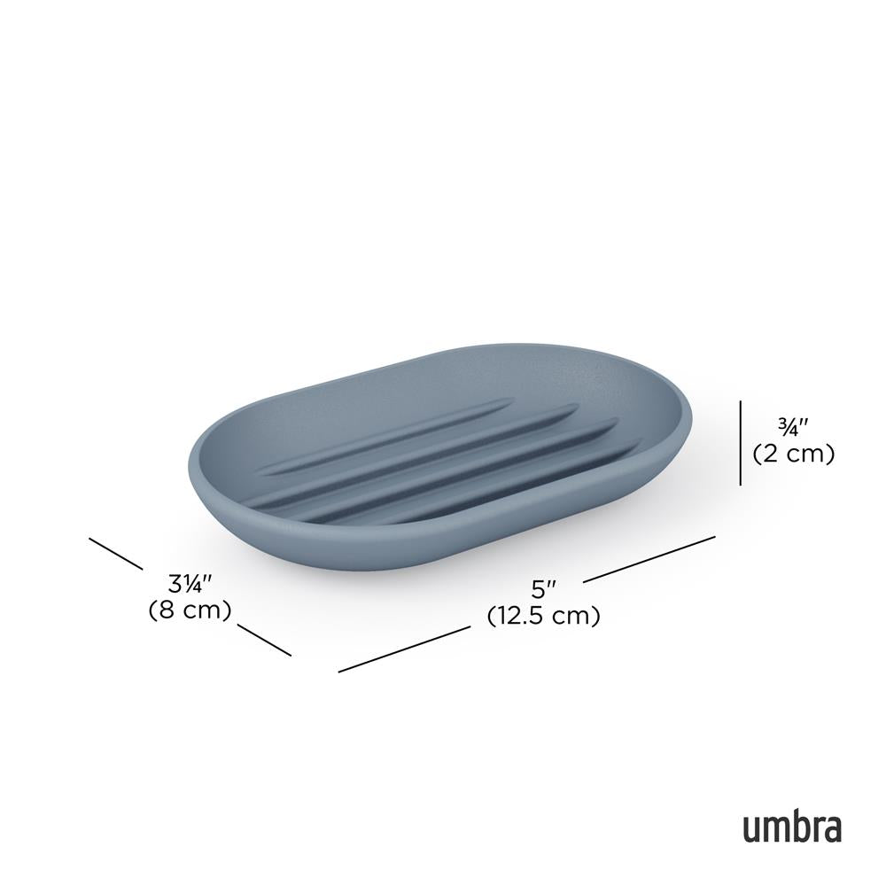 Umbra Touch Seifenschale, ovale Seifenablage mit Soft Touch Finish, in Schieferblau