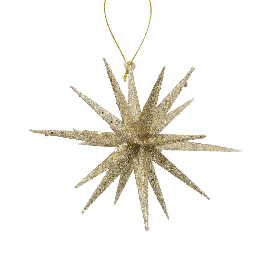 BOLTZE Dekoanhänger Tove Stern, Gold, 15 cm, 2er Set – Weihnachtsdeko aus Kunststoff