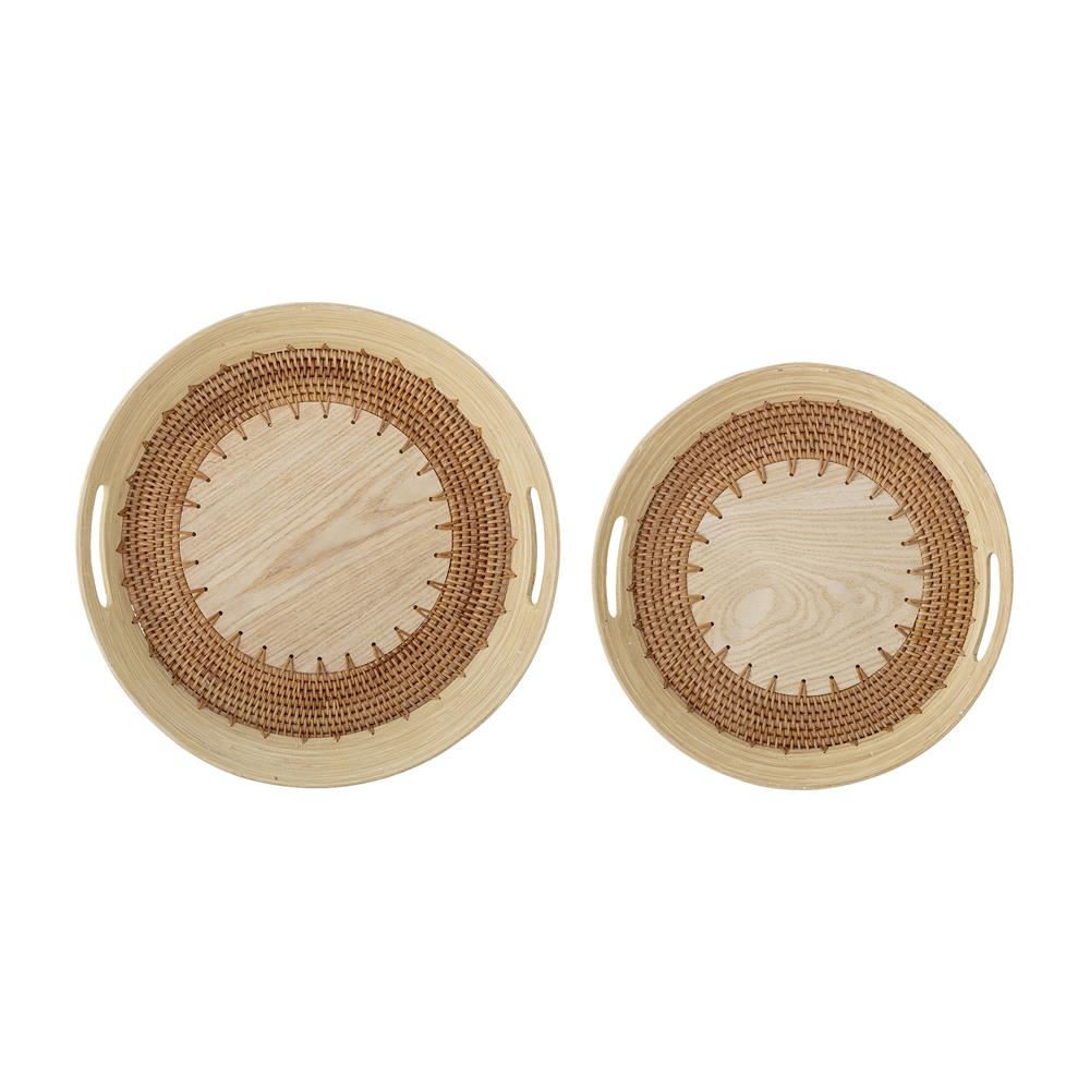 Bloomingville Lany Tablett-Set aus Bambus & Rattan – 2 verschiedene Größen
