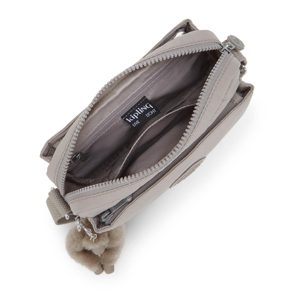 Kipling ABANU S, Kleine Umhängetasche, Grey Gris (grau), Schultertasche mit verstellbarem Schultergurt