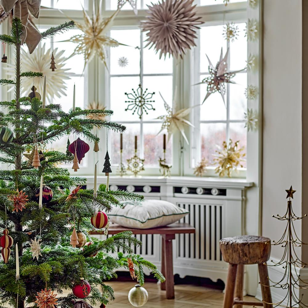 Bloomingville Jivani Weihnachtsanhänger Natur Holz 6er Set Christbaumschmuck