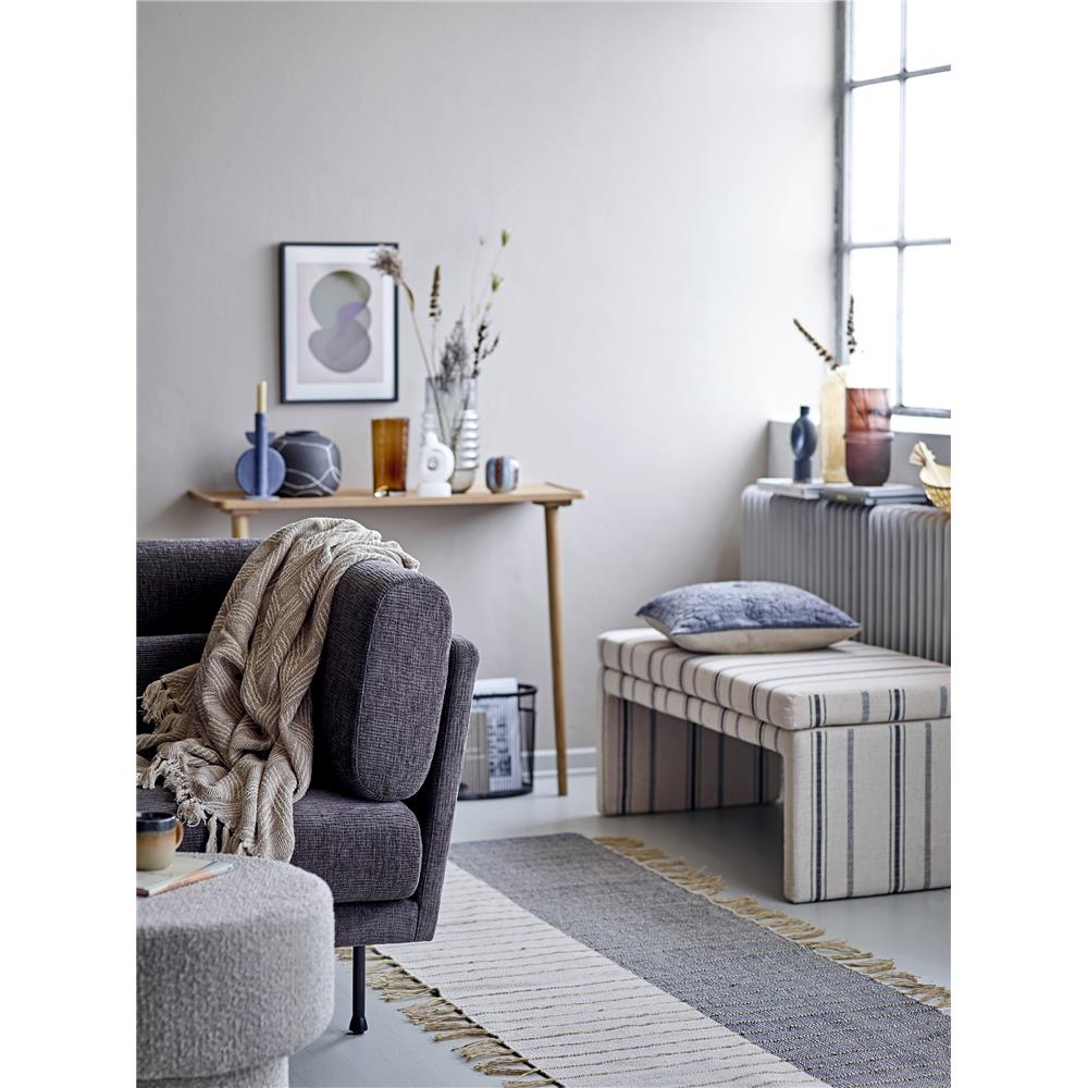 Bloomingville Belma Vase, grau gefärbtem Glas mit geraden Linien und Skulpturelementen