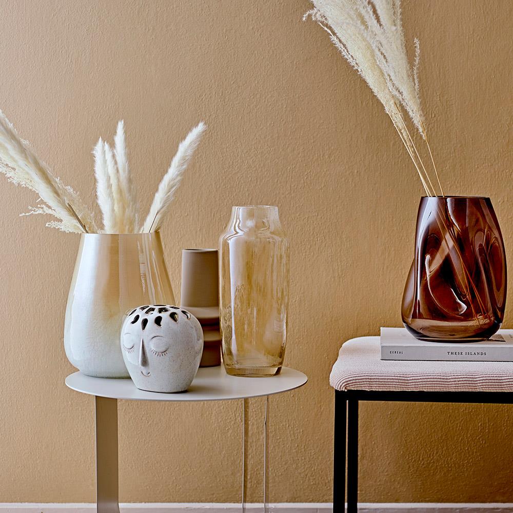 Bloomingville Isold Vase Natur Steingut 12,5 x 22 cm Dekovase Dänisches Design