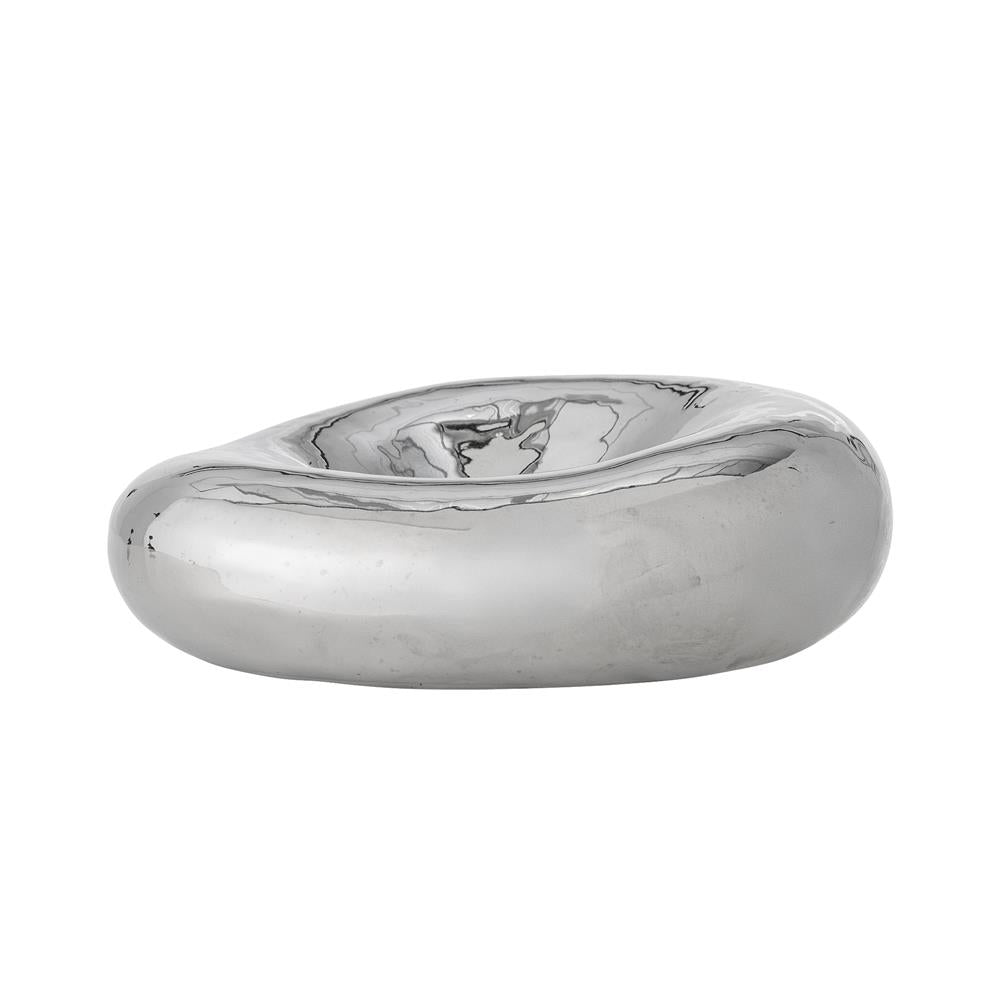 Bloomingville Shine Schale Silber Steingut D18xH6 cm – moderne Dekoschale