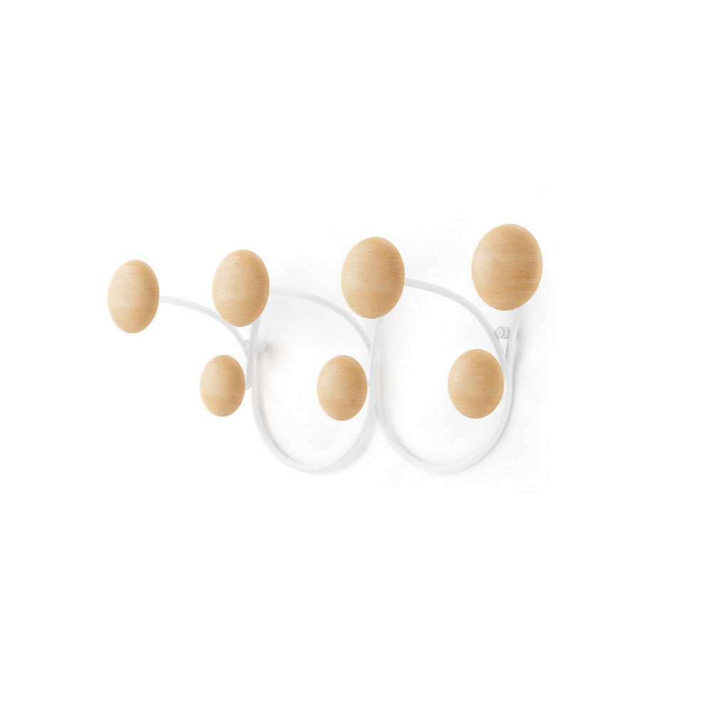 Umbra Dotsy Wandgarderobe dekorative Garderobenleiste mit 7 Haken in Weiß/Natur